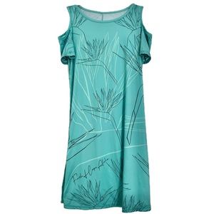 Faith Hope Aloha Mana'o'i'o Teal Cold Shoulder Flowy Dress